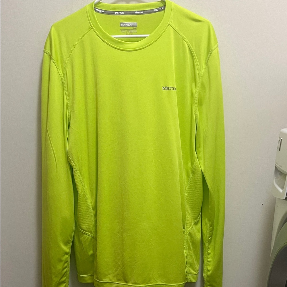 Men’s Marmot Vibrant Lime Long Sleeve Shirt Performance Shirt